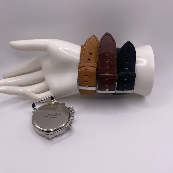 American Exchange Men's Brown Leather 3 PCS. Watch Set - Picture 2 of 12